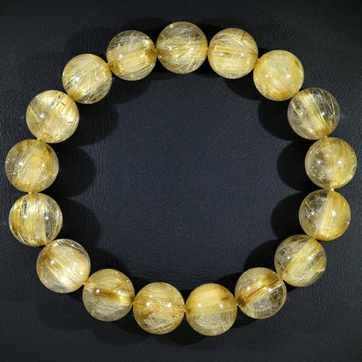 楽天市場】ゴールドルチルクォーツ ブレスレット 12.5mm 19cm メンズL 