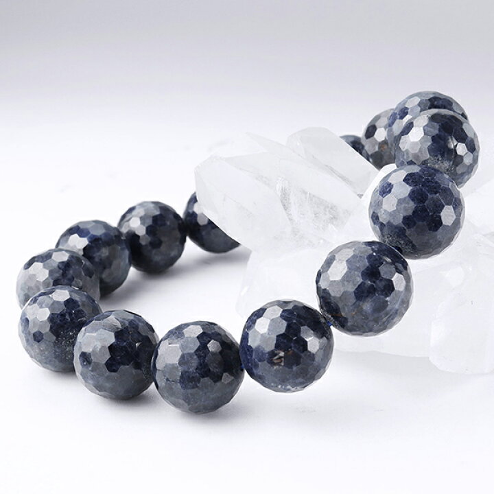 楽天市場】サファイア ブレスレット カット 13.5mm 18cm メンズM 
