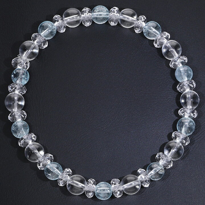 楽天市場】ブルートパーズ カット 水晶 ブレスレット 6mm 17cm 