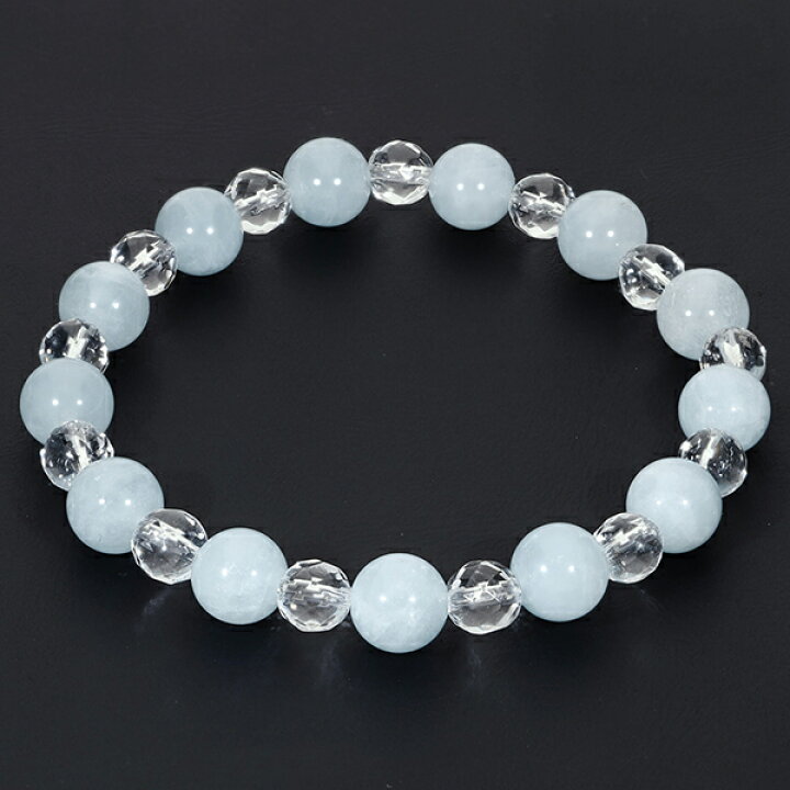 楽天市場】アクアマリン カット 水晶 ブレスレット 8mm 16.5cm 