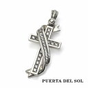 PUERTA DEL SOL クロス リボン ペンダント(チェーンなし) ジルコニア シルバー950 ユニセックス シルバーアクセサリー 銀 SV950 ブリタニアシルバー シルバーペンダント ペンダントヘッド ネックレストップ ペンダントトップのみ 人気 ブランド アクセサリー ギフト