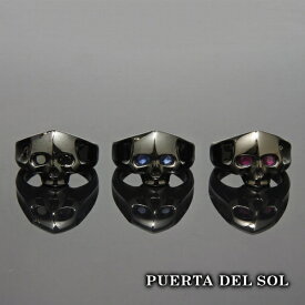 PUERTA DEL SOL ブラックスカル リング(11号～23号) ブラック シルバー950 チタンコーティング ユニセックス シルバーアクセサリー 銀 SV950 ブリタニアシルバー シルバーリング 銀指輪 指輪 メンズリング レディースリング 人気 ブランド アクセサリー ギフト プレゼント