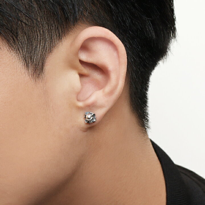 楽天市場】フレア スカル シルバー スタッドピアス 1P 片耳用 ピアス 