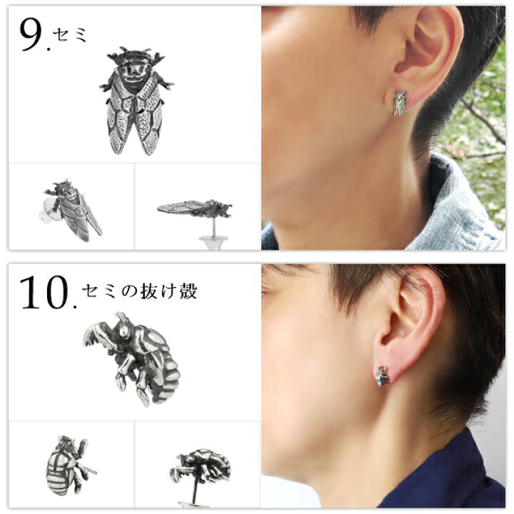 楽天市場 選べる13種類 昆虫 生き物 スタッドピアス 1p 片耳用 シルバー925 メンズ レディース ピアス 虫 甲虫 カブトムシ カブト虫 クワガタムシ 蜂 蝉 カマキリ 動物 生物 ミニチュア 標本 銀細工 シルバーアクセサリー メンズピアス 男性 女性 ブランド Dandd