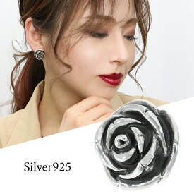 薔薇 バラ シルバー ピアス 1P 片耳用 レディースピアス ローズ 花 フラワー シルバー925 シルバーピアス スタッドピアス 大きめ 大きい 大振り ゴシック 綺麗 きれい 大人 大人かわいい レディース 女性 彼女 娘 妻 誕生日 記念日 プレゼント 人気 かわいい おしゃれ