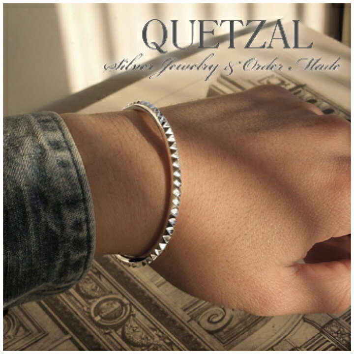 楽天市場】Quetzal スタッズバングル ブランド シルバーブレスレット 