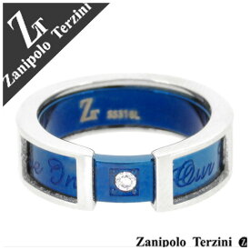 Zanipolo Terzini ブルー ギミック フレーム サージカルステンレス リング 7～21号 ステンレス アクセサリー メンズ 指輪 ライン 金属アレルギー アレルギーフリー プレゼント 人気 おしゃれ