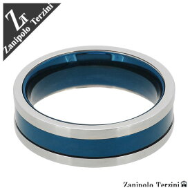 Zanipolo Terzini ブルーライン サージカルステンレス リング 15～23号 刻印 ステンレス メンズ 指輪 ライン 金属アレルギー アレルギーフリー ブルー メンズリング 男性用指輪 プレゼント 人気 おしゃれ