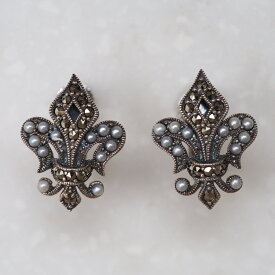 ROKUZAN 百合の紋章 ピアス イヤリング 選べる 2P 両耳用 ノンホールピアス シルバー925 パール 真珠 マーカサイト 碌山ジュエリー ブランド レディース 女性 彼女 娘 妻 クリスマス プレゼント 人気 おしゃれ