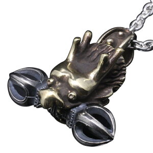 龍頭 龍頭×五鈷杵 ネックレス チェーン付き ペンダント メンズ シルバー シルバーネックレス メンズネックレス 竜 ドラゴン シルバー950 男性 彼氏 伝統技法 ギフト 人気 おしゃれ ブランド