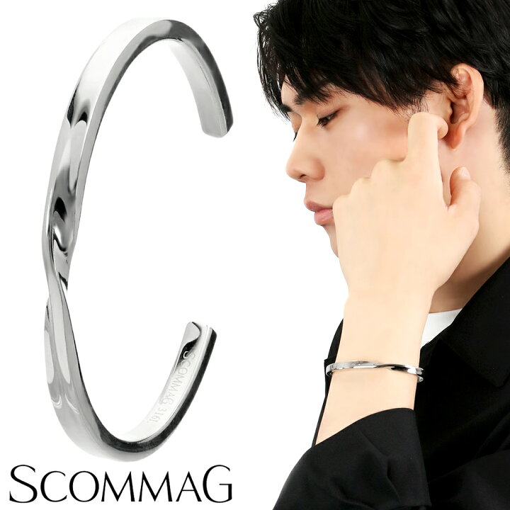 楽天市場】SCOMMAG ハーフツイスト ステンレス バングル Lサイズ 