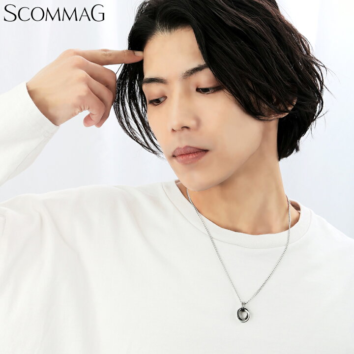 楽天市場】SCOMMAG ステンレス クラシック ダブル リング ネックレス 