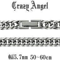 クレイジーエンジェル Crazy Angel サージカルステンレス シルバーカラー 6面カットダブル喜平チェーン …