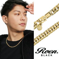 ロエンブラック 6面カットダブル喜平チェーン(ゴールド) ステンレスネックレス 幅5.5mm 50cm 喜平ネック…