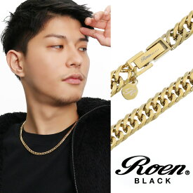 ロエンブラック 6面カットダブル喜平チェーン(ゴールド) ステンレスネックレス 幅5.5mm 50cm 喜平ネックレス チェーンネックレス サージカルステンレス 金色 メンズネックレス 男性 ワイルド ロエンブラック ローエンブラック Roen BLACK ブランド 記念日 誕生日