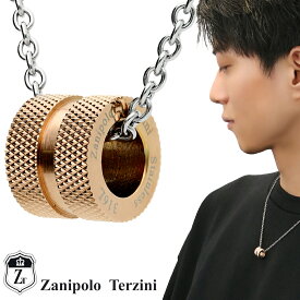 Zanipolo Terzini ローズゴールド リング ネックレス ペンダント ペンダントトップ ペンダントチャーム ステンレス サージカルステンレス 金属アレルギー アレルギーフリー リングネックレス シンプル かっこいい メンズ 男性 彼氏 夫 旦那 クリスマス プレゼント 人気