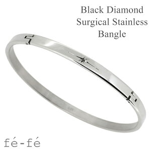 fe-fe フェフェ ブラックダイヤモンド サージカルステンレス バングル メンズバングル 金属アレルギー アレルギーフリー ブラック ダイヤ 黒 ブレスレット メンズ ブレス シンプル ブランド
