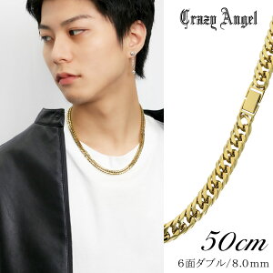 �N���C�W�[�G���W�F�� �약�l�b�N���X 6�ʃ_�u�� �S�[���h ��8mm 50cm �T�[�W�J���X�e�����X �l�b�N���X�`�F�[�� �u�����h Crazy Angel �X�e�����X �약 �L�w�C �J�b�g �� ���� �����Y �j�� �ގ� 