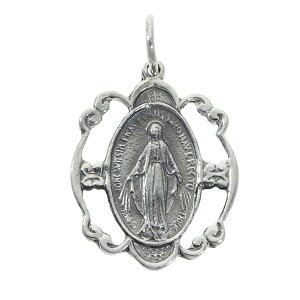 不思議のメダイ マリア 透かし ペンダントトップ ネックレスチャーム (チェーンなし) シルバー925 ネックレス ペンダント 聖母マリア メダイ キリスト シルバーアクセサリー 男性 女性 メン