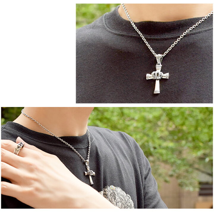 楽天市場 クラウン クロス シルバー ネックレス チェーン付 シルバーネックレス メンズネックレス ペンダント シルバー925 メンズ 王冠 十字架 ハード ゴシック 王道 男性 彼氏 プレゼント 人気 新宿 銀の蔵