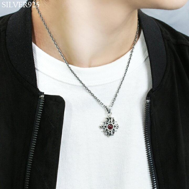 楽天市場】ムーンライト ガーネット シルバーネックレス チェーン付  