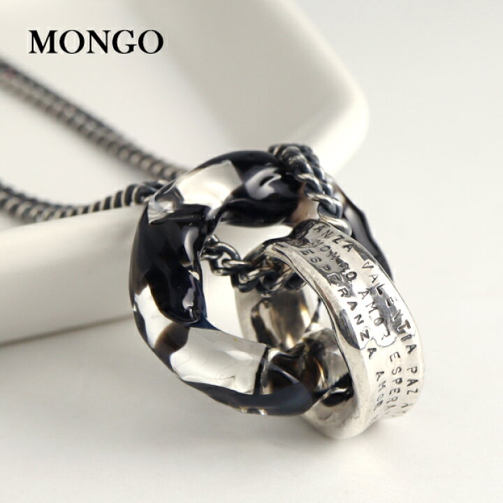 楽天市場】MONGO 流線 2連リング ネックレス シルバー925 ガラス 