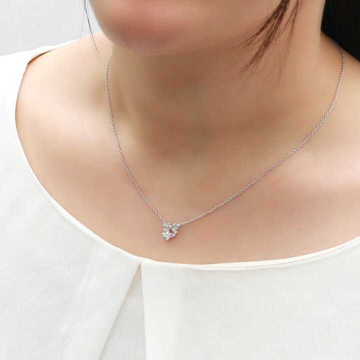 楽天市場】リボン ハート ジルコニア シルバー ネックレス ペンダント 