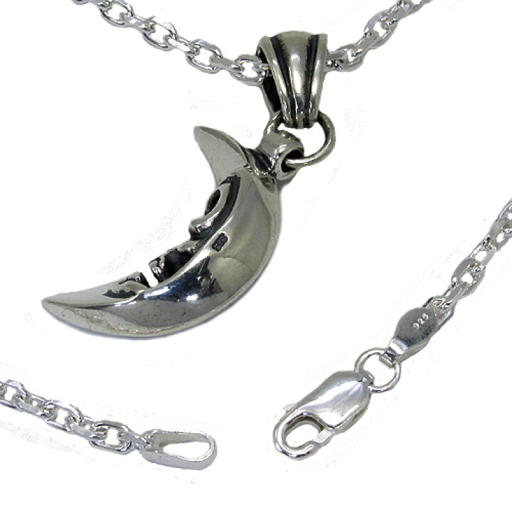 楽天市場】スカルムーン シルバーネックレス メンズ ネックレス  