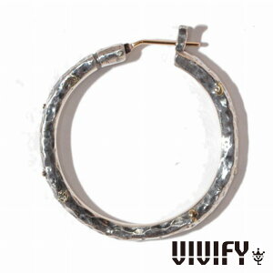 VIVIFY ビビファイ アクセサリー フープピアス シルバー K18ゴールドポスト ThreeSides 槌目 Hoop Pierce XL w Gold 1P 片耳用
