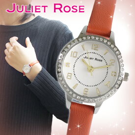 JULIET ROSE JUL-409シリーズ ホワイト ブラウン レディースウォッチ 腕時計 革ベルト スワロフスキー ブレスレット シンプル レディース 時計 レザーベルト 本革 ジュエリー ジュリエット JUL409S-01BR かわいい ブランド プレゼント おしゃれ