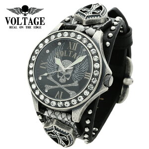 VOLTAGE ���v WING SKULL LEATHER �u���b�N �r���v �E�H�b�` �� �u�����h ���{�� �X�J�� �[�� �h�N�� �� �K�C�R�c �N���X �� ������ �傫�� �傫�� ���L �h�� �����Y�r���v �����Y �j�� �ގ� �v �U�� 