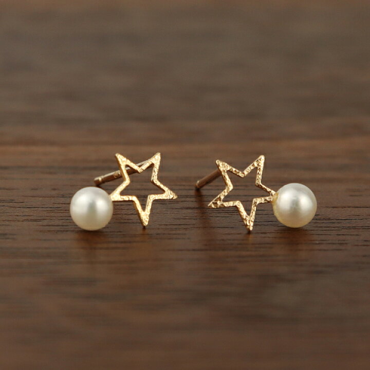 楽天市場】星 パール ゴールド ピアス 2P 両耳用 K10 スタッド 