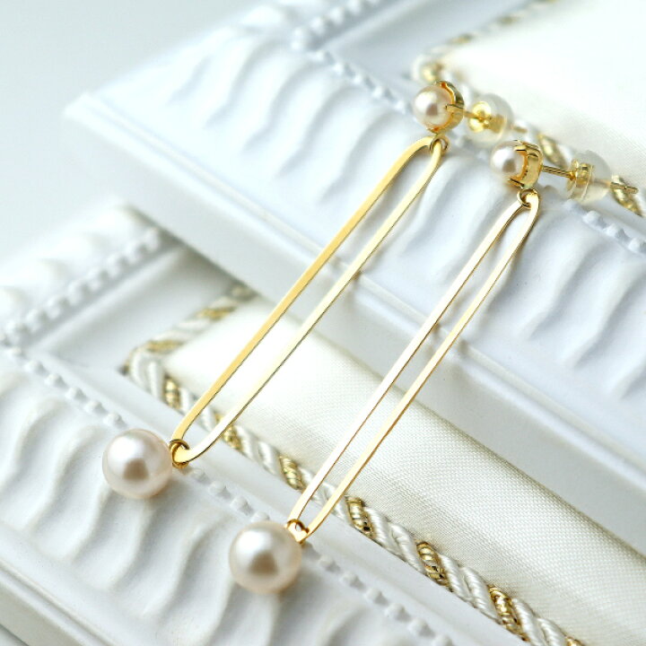 楽天市場】K18 あこや真珠 ロングピアス 2P 両耳用 ピアス パール  