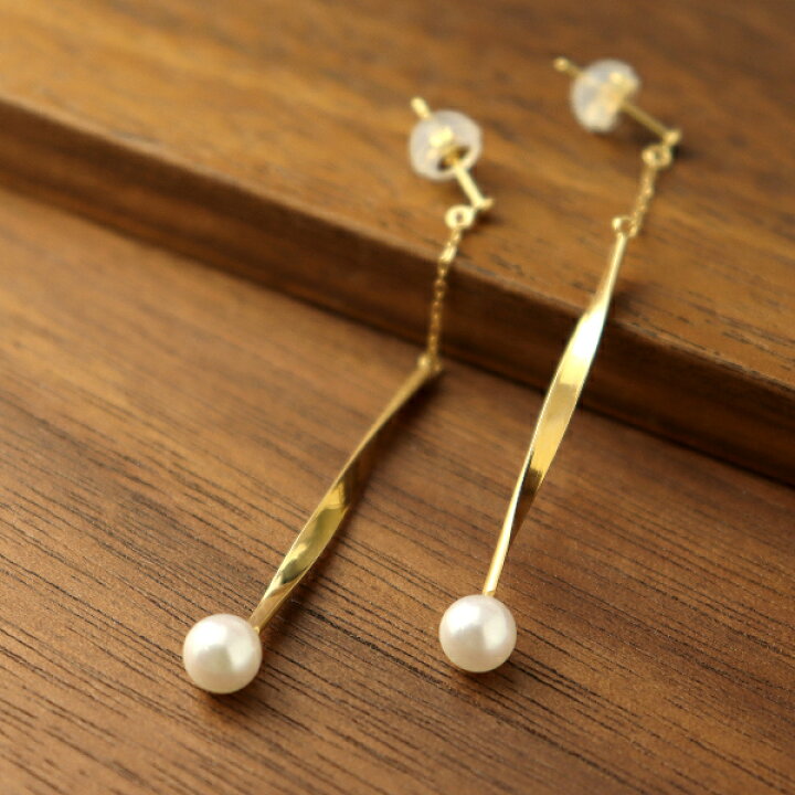 楽天市場】K18 あこや真珠 ロング スティック ピアス 2P 両耳用 ロング  