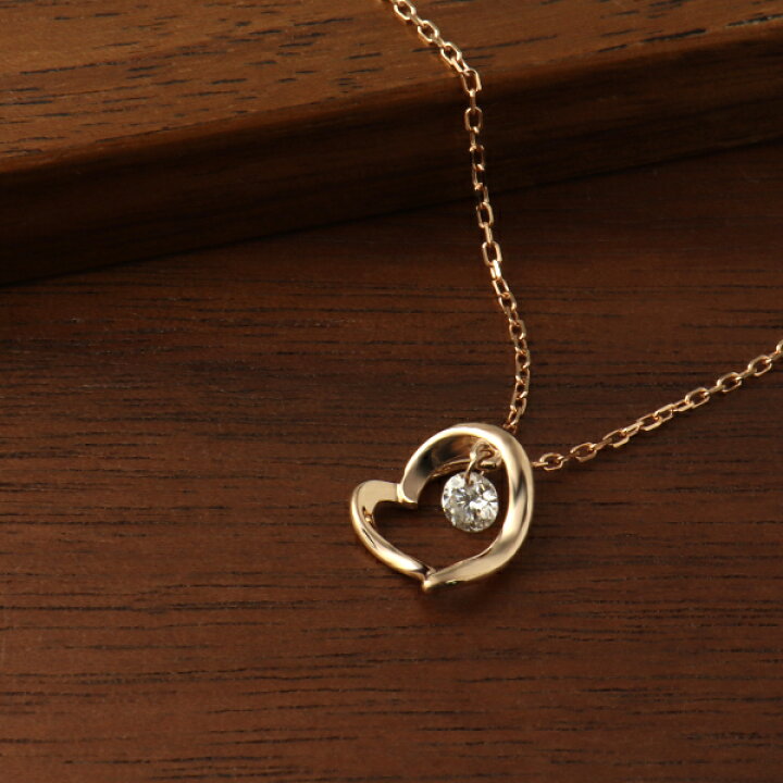 楽天市場】K18 揺れる ダイヤモンド オープンハート ネックレス 18金  