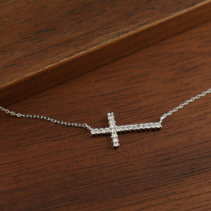 楽天市場】K18 ダイヤモンド クロス ネックレス 18金 18k ホワイト 