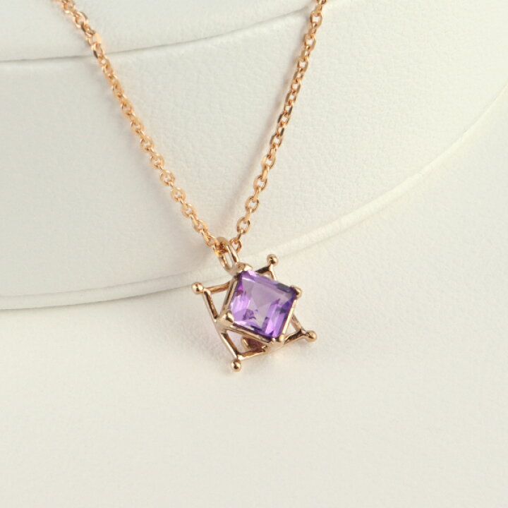 楽天市場】K18 アメジスト スクエア ネックレス 18金 18k ピンク 