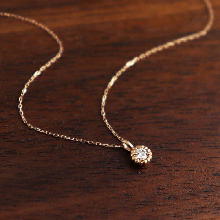 楽天市場】K18 一粒 天然 ダイヤモンド ピンクゴールド ネックレス 18  