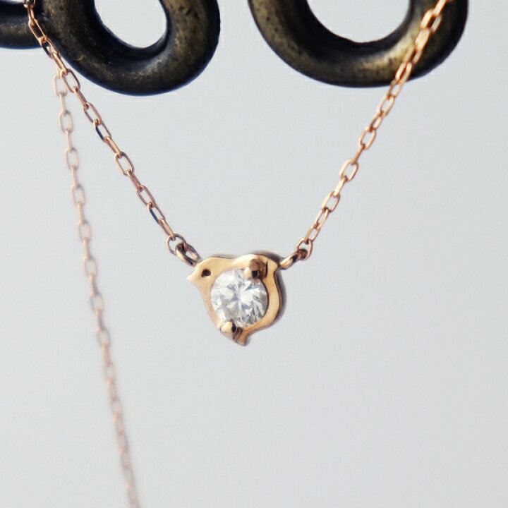 楽天市場】K18 天然 ダイヤモンド 小鳥 ネックレス 18金 18k ピンク 