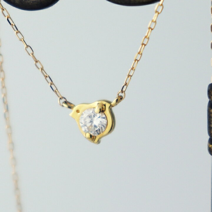楽天市場】K18 天然 ダイヤモンド 小鳥 ネックレス 18金 18k ゴールド 
