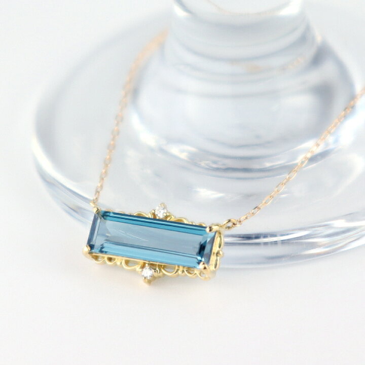 楽天市場】K18 バゲット ロンドンブルートパーズ ネックレス 18金 18k 