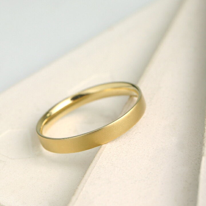 楽天市場】K18 平打ち マット ゴールド リング 指輪 18金 18k つや消し 