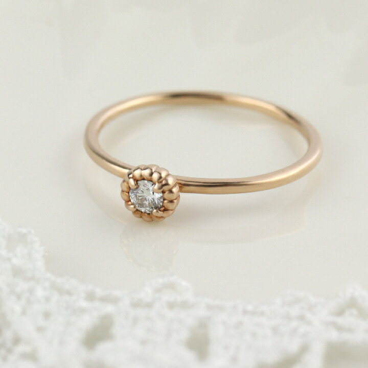 楽天市場】K18 一粒 ダイヤモンド リング 18金 18k ピンクゴールド 