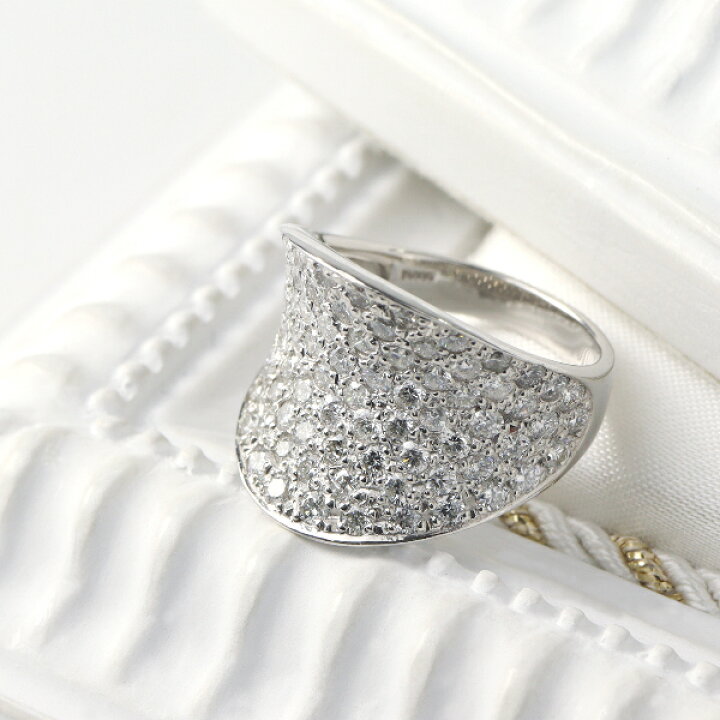 楽天市場】PT900 2.0ct ダイヤモンド パヴェ 逆甲丸 プラチナリング 