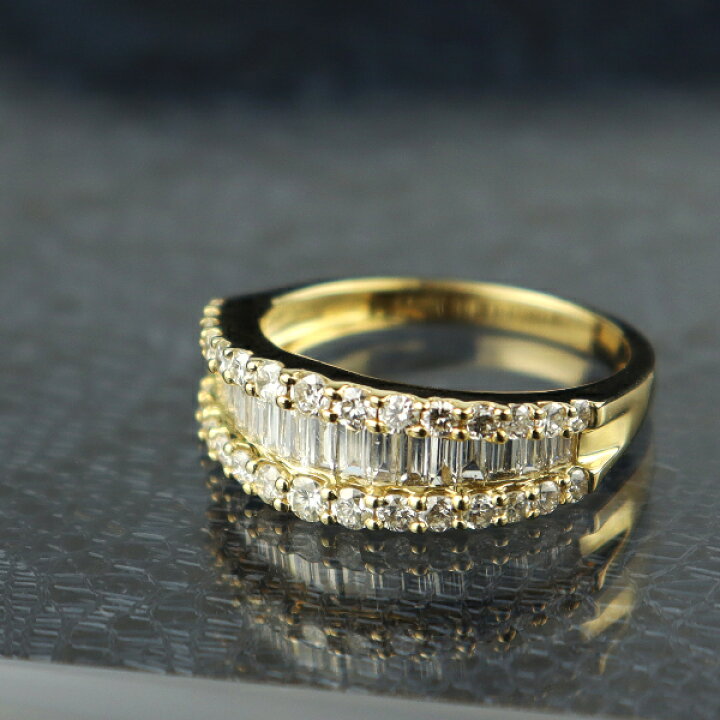 楽天市場】K18 1.0ct バゲットカット ダイヤモンド エタニティリング 
