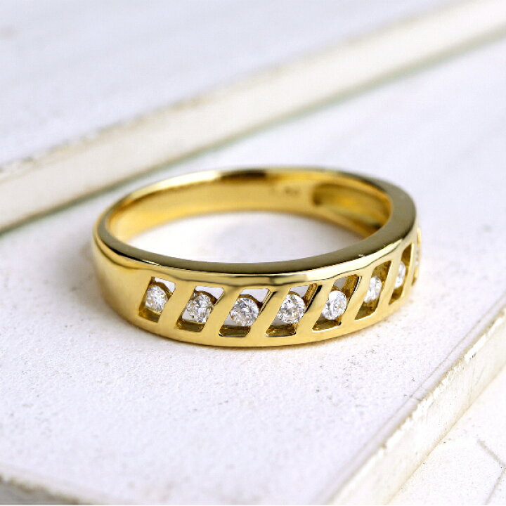 楽天市場】K18 0.5ct 透かし ツイスト ダイヤモンド リング 指輪 