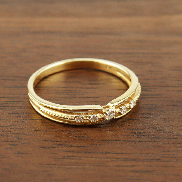 楽天市場】K18 スタイリッシュ ダイヤモンド ライン リング 18金 18k 