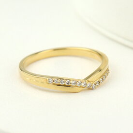 K18 ダイヤモンド クロス Vライン リング 18金 18k ゴールド 指輪 天然 ダイヤ シンプル 上品 綺麗 きれい 大人 普段使い デイリー スタイリッシュ アクセサリー 誕生日 レディース 女性 記念日 ギフト プレゼント おしゃれ