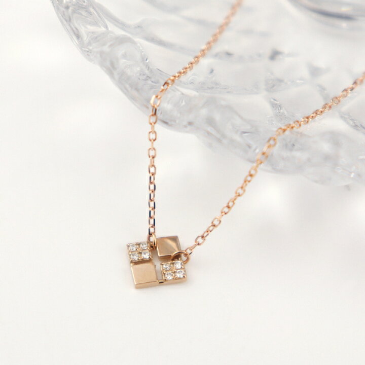楽天市場】K18 ダイヤモンド スクエア プレート ネックレス 18金 18k  