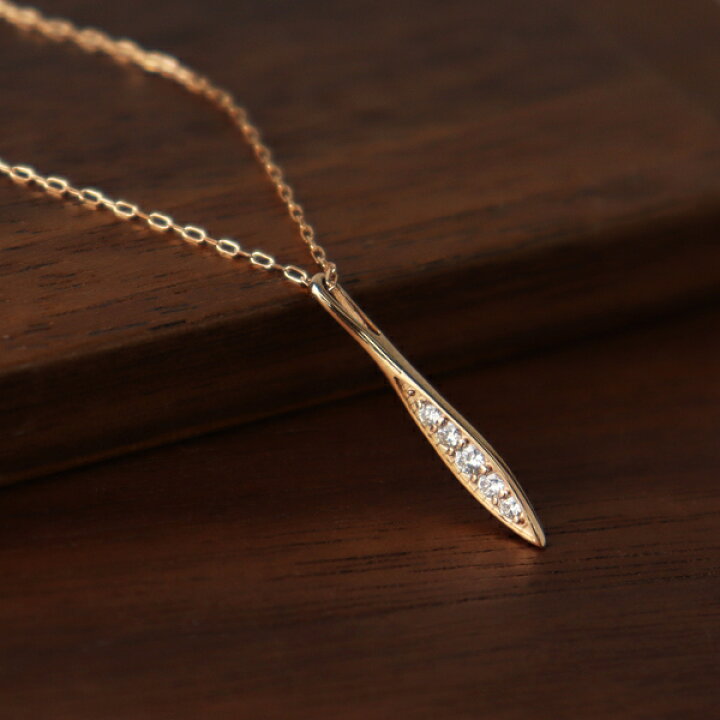 楽天市場】K18 ダイヤモンド バー ネックレス ピンクゴールド 0.1ct  